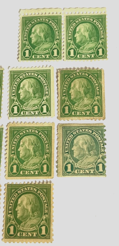 1890s Mixed Lot of 15 Green Benjamin Franklin 1 Cent US Postage Stamp Unused OG - Image 3 of 4