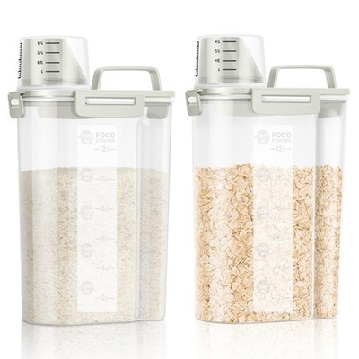 LEAWALK Airtight Rice Storage Container, 3.28Qt Cereal Dry Food Flour and Sug...