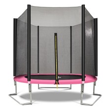 8FT Trampoline Outer Net Pink Black Heavy Duty Steel Frame Outdoor Garden