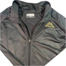 Kappa Track Jacket Mens Large Black Gold Full...
