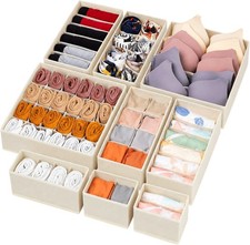 Drawer Organizer Set of 12 for Dresser Drawers, Foldable Drawer Organizers fo...