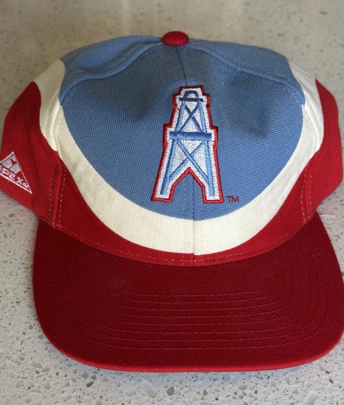 Vintage 90s Houston Oilers Apex One Swirl Two Tone SnapBack Hat Cap Wool Blend