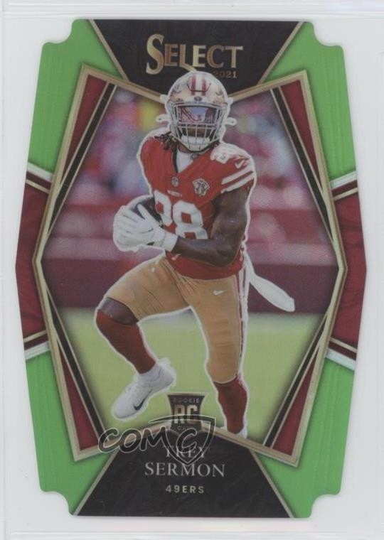 2021 Panini Select Premier Level Neon Green Prizm Die-Cut /349 Trey Sermon 1q0b