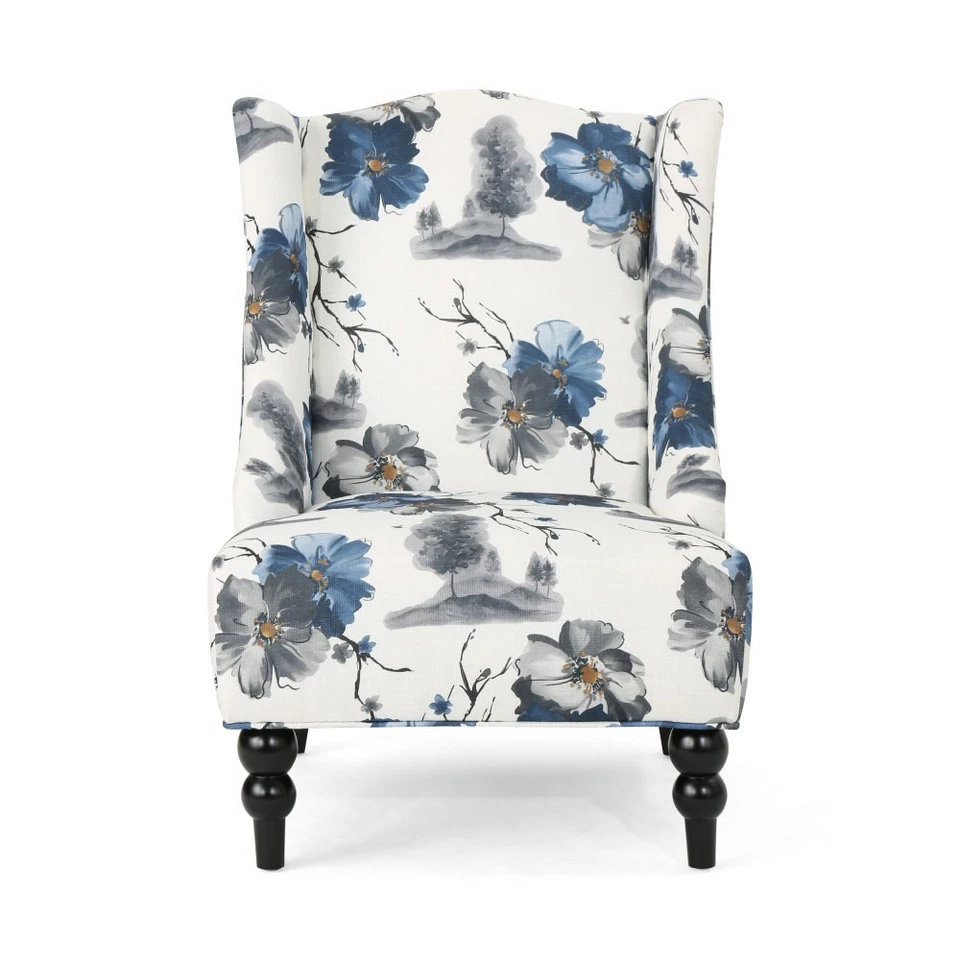 Silla con estampado, asiento acolchado, respaldo y patas de abedul Foto 4 de 4