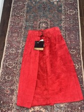 Vintage 80’s Red Silky Pig Suede  Midi Wrap Skirt  Skirt Sz6 Dana Brooke NWT