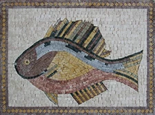 Mosaic Fish ANIMAL Wall Tile Design 22x16 Inches