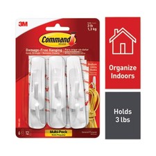 Command™ HOOK,MEDIUM, 6 PK,WE 17001-6ES 3M/COMMERCIAL TAPE DIV. Command™ 2.80 per strip