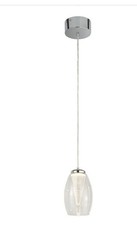 Integrated LED Chrome Adjustable Single Pendant Light Shade Clear Glass Cyclone 