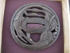 JAPANESE Iron Openwork Triple CRANE Design TSUBA Katana Samurai SWORD Guard