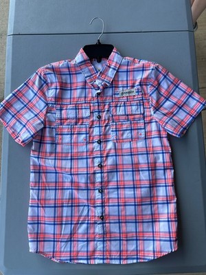 magellan fishing shirt boys 10/12 orange and blue plaid. Never worn, no tags