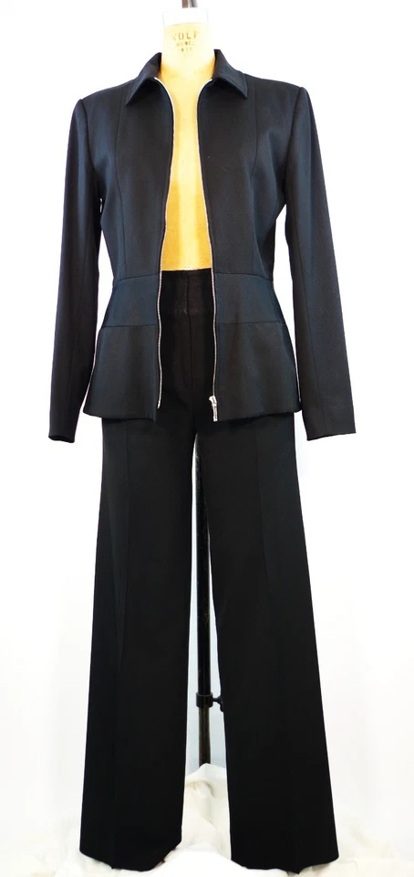 Traje Dior Negro Cierre Cremallera Hecho Portugal Chaqueta FR 42 US 10 Pantalones FR 40 US 8 Foto 4 de 4