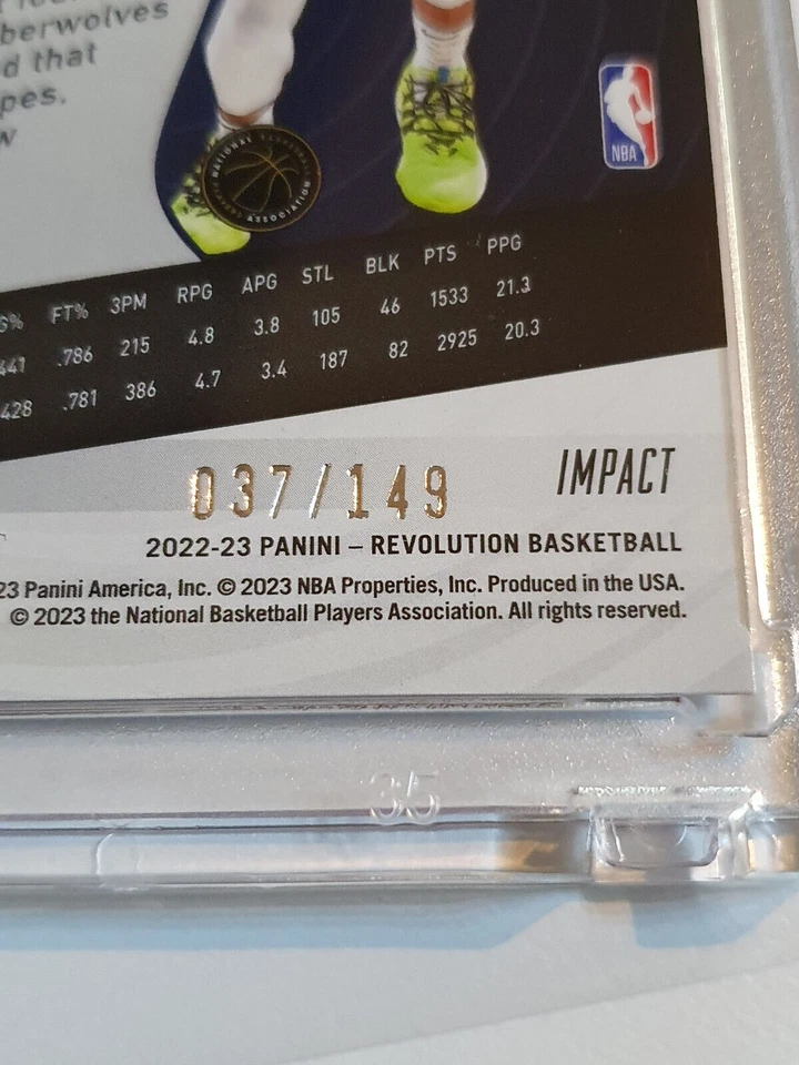 2022 Panini Revolution Anthony Edwards #46 IMPACT /149 Holo - Ready to Grade - Image 2 of 3