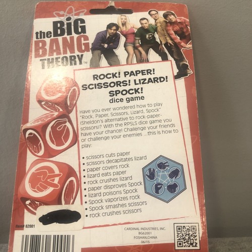 Rock Paper Scissors Lizard Spock Dice Game from The Big Bang Theory TV Show NEW - Picture 6 of 9