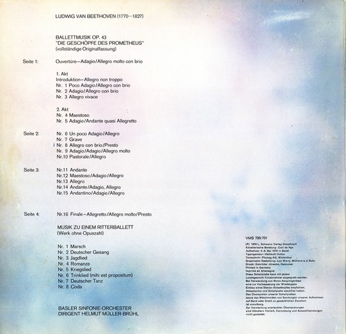 BEETHOVEN Prometheus Ballet Ritter Ballet MULLER-BRUHL Schwann VMS-700 2LP Gtfld - Picture 2 of 3