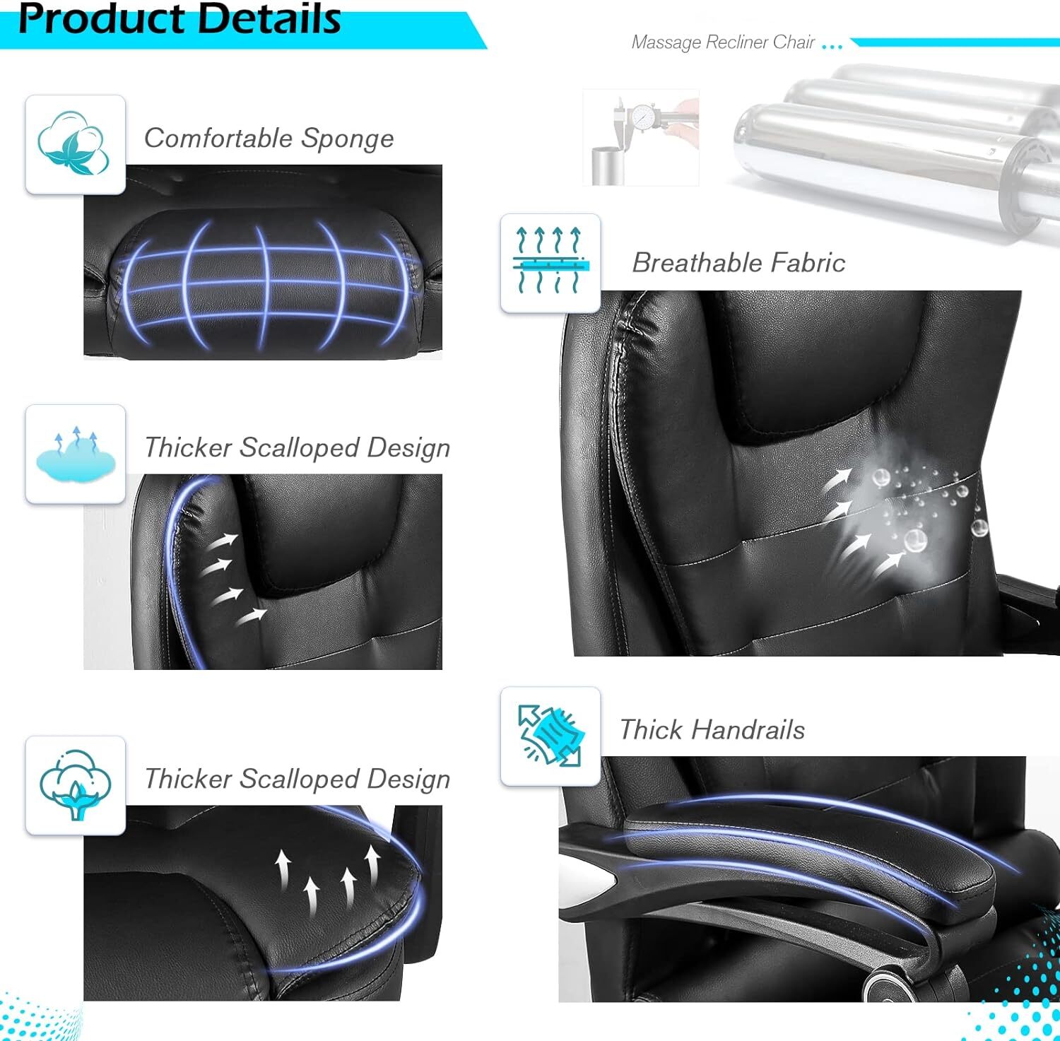 YODOLLA Ergonomic Reclining Office Chair Heat & Massage High Back Desk Chair
