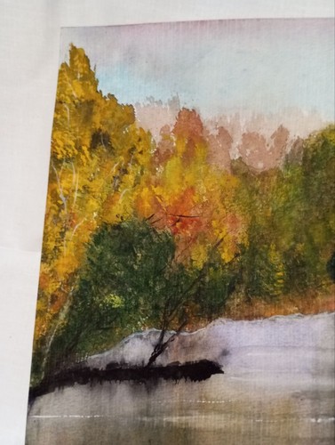 original watercolor picture "memories of autumn" #forest trees nature river - Picture 2 of 10