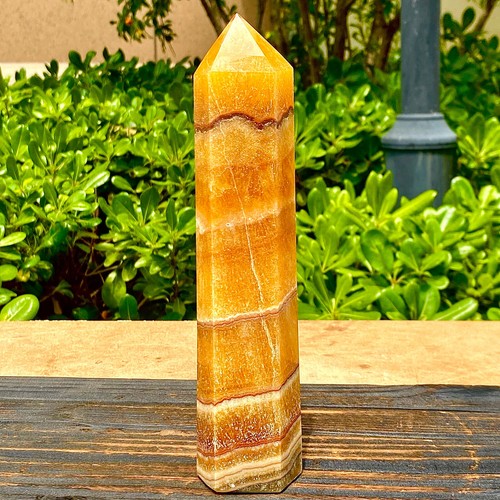 1.59LB Natural Yellow Calcite Mineral Crystal obelisk Quartz energy Healing
