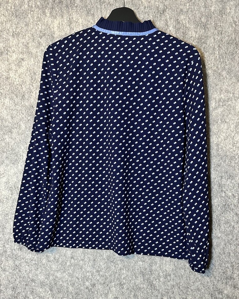 NEW Talbots Pleated Tie Neck Top Large Polka Dot Blue eBay
