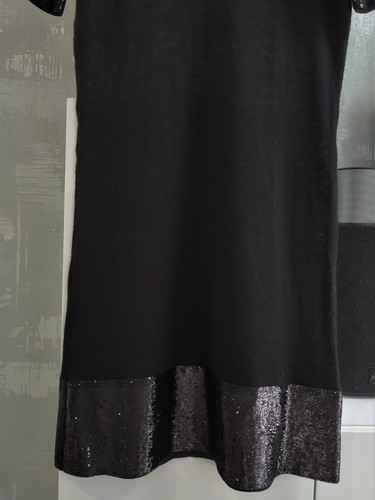 CHRISTIAN DIOR Cashmere Blouse Top Knee Length Dress Bodycon Pencil Black Sequin - Picture 10 of 15