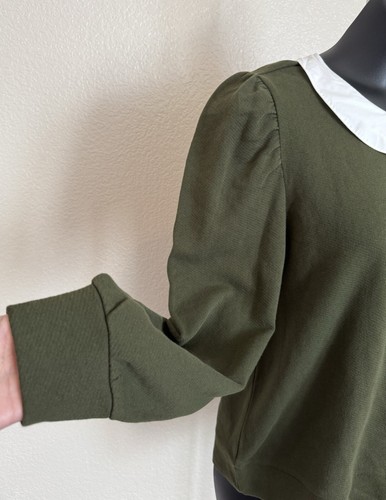 NWT LOFT Size Large Military Green Collard Stretch Winter L/Slv Pullover Sweater - Imagen 7 de 9