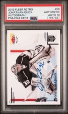 Jonathan Quick 2012 Fleer Retro Autographs Kings PSA Authentic Auto 10 #58