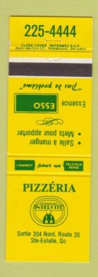 Matchbook Cover - Pizzeria Ste Eulalie QC Esso oil gas