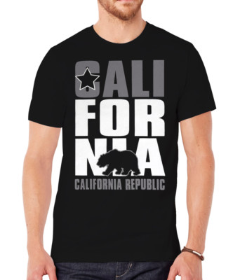 Mens Black Short-Sleeve Men's California Republic T-Shirt