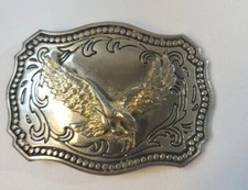 Vintage Silver and Gold Tone Flying Eagle Belt Buckle Made in USA