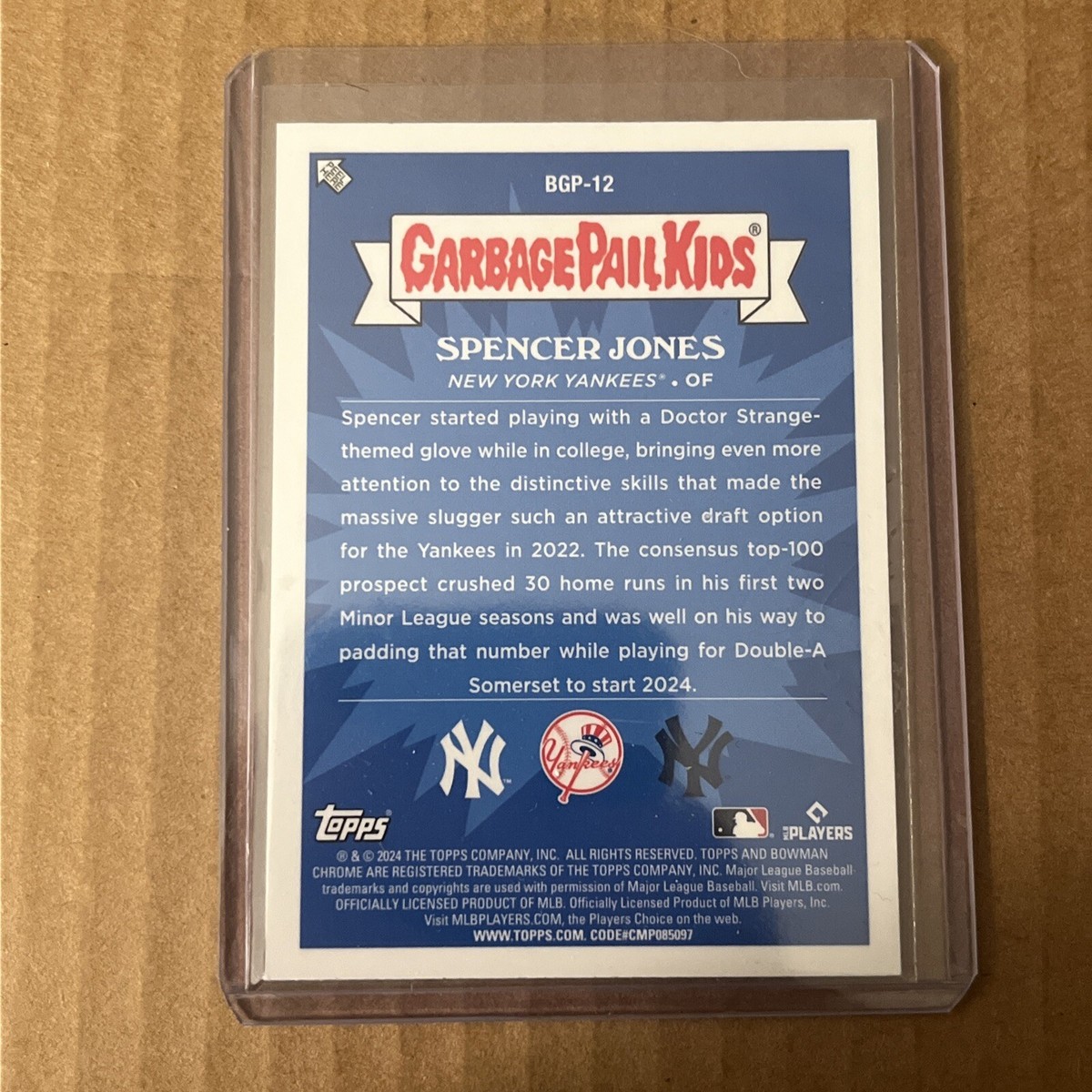 Spencer Jones 2024 Bowman Chrome Strange BGP-12 Garbage Pail Kids 