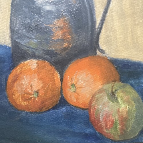 Original still life oil canvas painting by Annette B. Mauder Pewter Jug & Fruit - 第 5/13 張圖片