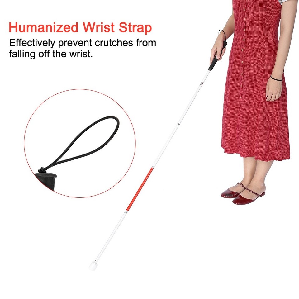 Folding Blind Cane Walking Guide Stick For The Blind Wrist Strip Anti