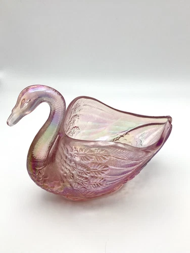 Fenton Vintage Pink Carnival Glass Swan