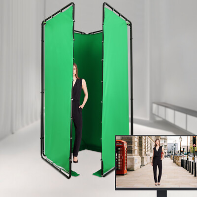 Floor Standing Backdrop Stand Photography Backdrop Stand w/ Green Cloth 4*2.4m