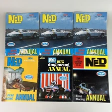 Lot 6 Vintage NED Annual Drag Racing Souvenir Program 1973 1974 1975 1980 - READ