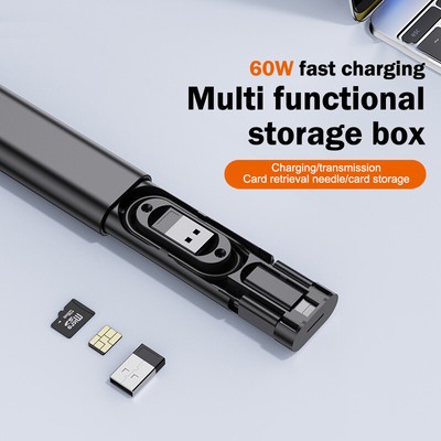 PD60W USB C To Type C Cable Fast Charging Multi Functional USB SD Storage Box^