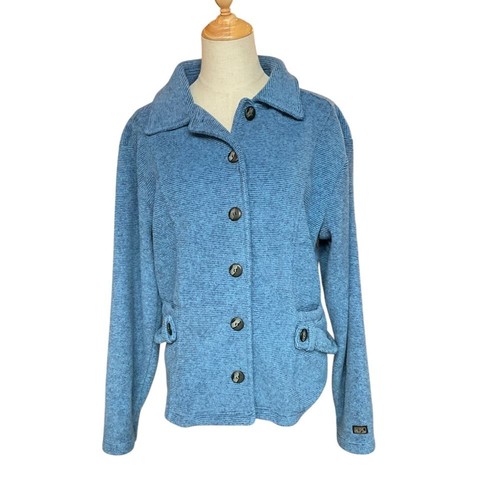 ALPS Women's Fleece Button Up Jacket Blue Size L Long Sleeve Outdoor