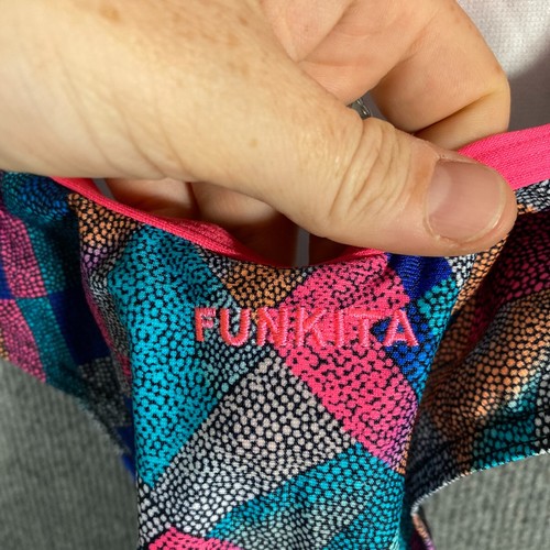Funkita Swimsuit Womens 8 Blue Pink Piece Swimwear Bathers Colourful Polka Dot - Picture 11 of 11