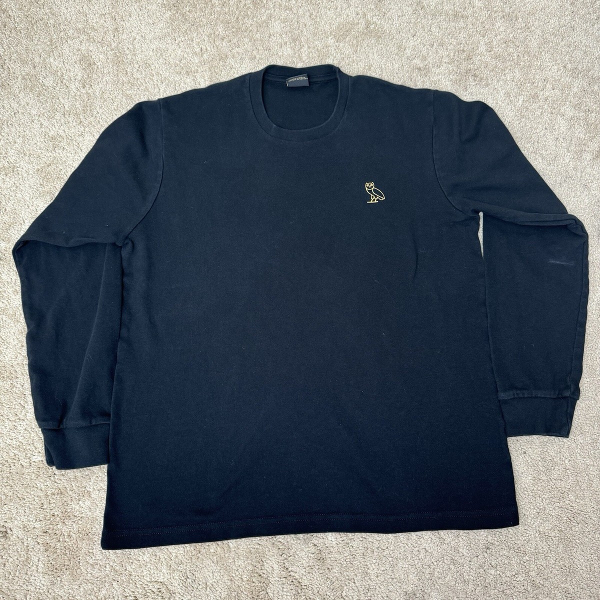 OVO Shirt Mens Large Octobers Very Own Drake Gold Owl Black Rapper Casual