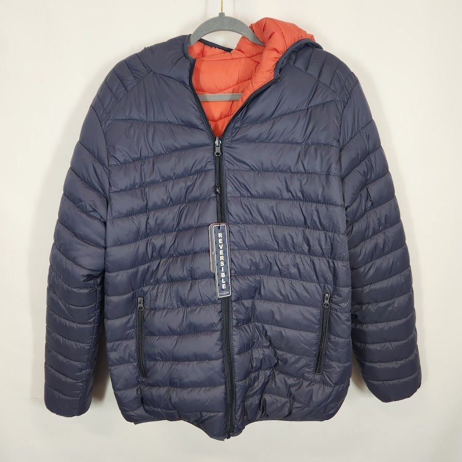 NWT Greenlander Men's Reversible Puffer Jacket in Blue/Orange