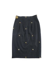 Vintage Gianfranco FERRE Grey Wool Pencil Studded Skirt W25" read 