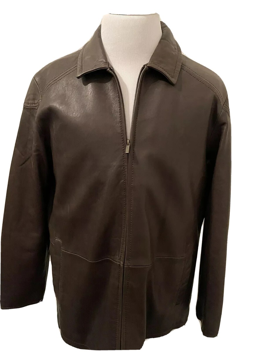 ROBERT COMSTOCK Leather Jacket Coat Lamb Skin Leather Brown