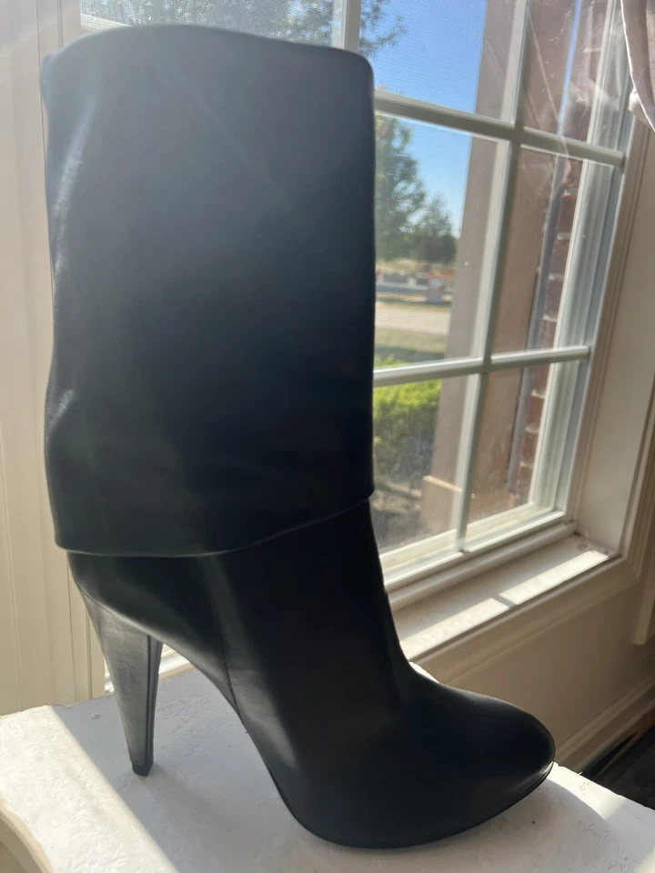 Bota de cuero de diseñador plegable Sigerson Morrison talla 8,5 $800 media pantorrilla Foto 3 de 4