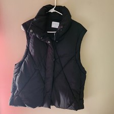 Stylus Quilted Puffer Women Long Black Coat Size L 