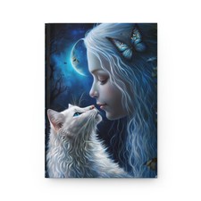 Fairy Queen with Cat Hardcover Journal Matte, kitty, cat, princess, magical,
