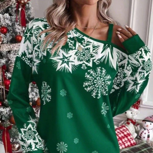 Christmas Womens Mini Dress Ladies Cold Shoulder Pullover Casual Dresses Party - Picture 13 of 18