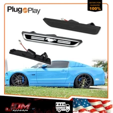 2PCS Smoke Pony Type White LED Rear Side Maker Lights For 2010-2014 Ford Mustang