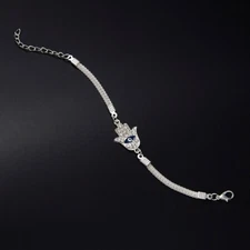 Womens Fashion Jewelry Crystal Blue Evil Eye Bracelet Turkish Lucky Hand 48-1