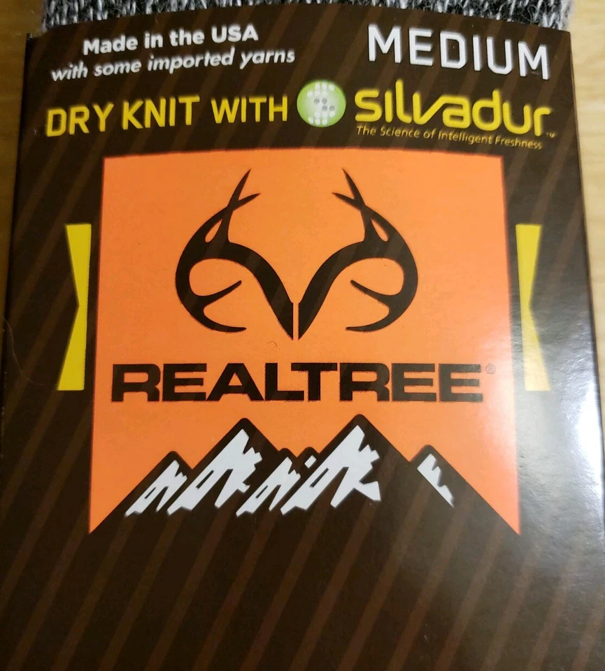 2 Pair REALTREE DRY FIT with SILVADUR SOCKS size Medium color Grey USA made - Image 3 of 4