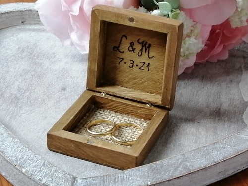 Caja de madera para anillos. Azulejos portugueses propuesta de boda anillo caja personalizada. - Imagen 14 de 16