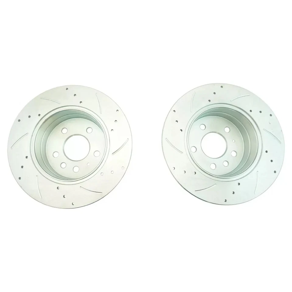 Brake Rotor Drilled Slotted Zinc Coated &Ceramic Pad Front & Rear Set For Saab - Image 4 of 4